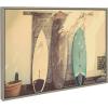 imageKate and Laurel Sylvie House on Beach Surfboards and Surfers Framed Canvas Wall Art Set by Saint and Sailor Studios 3 Piece Set Gray Coastal Beach Art for Wall