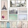 imageKate and Laurel Sylvie Palm tree Row and LA Summer Framed Canvas Wall Art Set by Caroline Mint Set of 2 18x24 White Decorative Coastal Art Set Wall Dcor