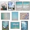 imageKate and Laurel Sylvie The Early Bird Framed Canvas Wall Art by Rachel Bolgov 22x22 White Decorative Coastal Beach Art for Wall