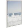 imageKate and Laurel Sylvie Waves Crashing Palm Tree Paradise and Pale Blue Lifeguard Tower Framed Canvas Wall Art Set by Caroline Mint Set of 3 two 16x20 and one 23x33 White Coastal Calming Wall Decor For Your Living Room or Bedroom