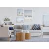 imageKate and Laurel Sylvie Waves Crashing Palm Tree Paradise and Pale Blue Lifeguard Tower Framed Canvas Wall Art Set by Caroline Mint Set of 3 two 16x20 and one 23x33 White Coastal Calming Wall Decor For Your Living Room or Bedroom