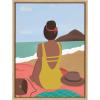 imageKate and Laurel Sylvie Beach Solo Framed Canvas Wall Art by Queenbe Monyei 18x24 Natural Feminine Beach Wall Decor for Your Living Room Bedroom Or Bathroom