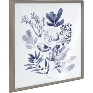 imageKate and Laurel Blake Indigo Shells Framed Printed Acrylic Wall Art by Sara Berrenson 24x24 Gray Decorative Coastal Art Print for Wall