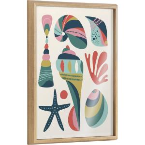 imageKate and Laurel Blake Modern Colorful Seashells Framed Printed Glass Wall Art by Rachel Lee of My Dream Wall 18x24 Natural Decorative Colorful Bathroom Art