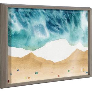 imageKate and Laurel Blake North Shore Framed Printed Glass Wall Art by Janet MeinkeLau 18x24 Natural Coastal Beach Art for WallGray
