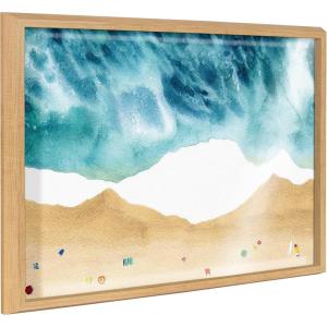 imageKate and Laurel Blake North Shore Framed Printed Glass Wall Art by Janet MeinkeLau 18x24 Natural Coastal Beach Art for WallNatural