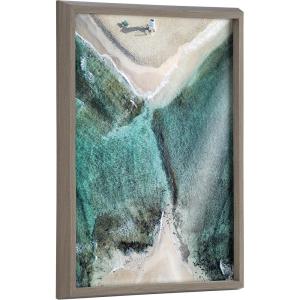 imageKate and Laurel Blake Poipu Beach Framed Printed Glass Wall Art by Rachel Bolgov 18x24 Gray Tropical Beach Landscape Wall DcorGray