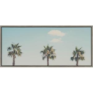 imageKate and Laurel Sylvie A Trio of Palm Trees Framed Canvas Wall Art by Laura Evans 18x40 Gray Decorative Tropical Art for Wall