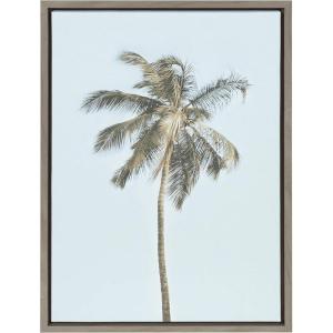 imageKate and Laurel Sylvie One Coconut Palm Tree Framed Canvas Wall Art by The Creative Bunch Studio 23x33 White Coastal Art for WallGray