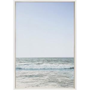 imageKate and Laurel Sylvie Pale Blue Sea Framed Canvas Wall Art by The Creative Bunch Studio 23x33 White Decorative Coastal Art for Wall