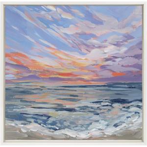 imageKate and Laurel Sylvie Virginia Framed Canvas Wall Art by Emily Kenney 22x22 White Calming Beach Art for Walls