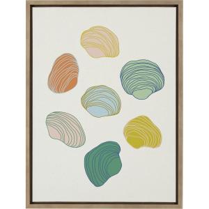 imageKate and Laurel x Alicia Schultz Collaboration Found Framed Linen Textured Canvas Wall Art by Alicia Schultz 18x24 Gold Colorful Beachy Shell Art for Wall