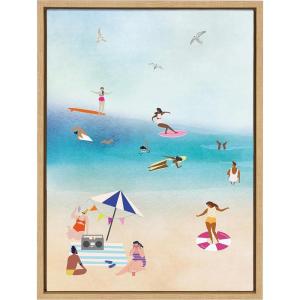 imageKate and Laurel x Nikki Chu Beach II Framed Canvas Wall Art 18x24 Natural Decorative Minimalist Coastal Wall Decor