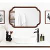 imageKate and Laurel Glenby Transitional Scalloped Wall Mirror 24 x 36 Gold Modern Wooden Rectangle Mirror with Scalloped Edges for Use as Bathroom Wall Accent or Living Room Mantel DcorWalnut Brown