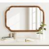 imageKate and Laurel Glenby Transitional Scalloped Wall Mirror 24 x 36 Gold Modern Wooden Rectangle Mirror with Scalloped Edges for Use as Bathroom Wall Accent or Living Room Mantel DcorRustic Brown
