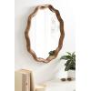 imageKate and Laurel Hatherleigh Transitional Round Wooden Wall Mirror 28 Inch Diameter Gold Modern Scalloped Wavy Wood Circle Mirror for Use in Bathroom Entryway or BedroomRustic Brown