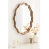 imageKate and Laurel Hatherleigh Transitional Round Wooden Wall Mirror 28 Inch Diameter Gold Modern Scalloped Wavy Wood Circle Mirror for Use in Bathroom Entryway or BedroomGold