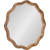 imageKate and Laurel Hatherleigh Transitional Round Wooden Wall Mirror 28 Inch Diameter Gold Modern Scalloped Wavy Wood Circle Mirror for Use in Bathroom Entryway or BedroomRustic Brown
