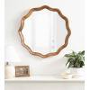 imageKate and Laurel Hatherleigh Transitional Round Wooden Wall Mirror 28 Inch Diameter Gold Modern Scalloped Wavy Wood Circle Mirror for Use in Bathroom Entryway or BedroomRustic Brown