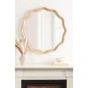 imageKate and Laurel Hatherleigh Transitional Round Wooden Wall Mirror 28 Inch Diameter Gold Modern Scalloped Wavy Wood Circle Mirror for Use in Bathroom Entryway or BedroomNatural