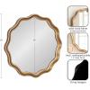 imageKate and Laurel Hatherleigh Transitional Round Wooden Wall Mirror 28 Inch Diameter Gold Modern Scalloped Wavy Wood Circle Mirror for Use in Bathroom Entryway or BedroomGold
