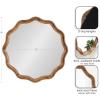 imageKate and Laurel Hatherleigh Transitional Round Wooden Wall Mirror 28 Inch Diameter Gold Modern Scalloped Wavy Wood Circle Mirror for Use in Bathroom Entryway or BedroomRustic Brown