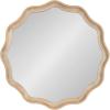 imageKate and Laurel Hatherleigh Transitional Round Wooden Wall Mirror 28 Inch Diameter Gold Modern Scalloped Wavy Wood Circle Mirror for Use in Bathroom Entryway or BedroomNatural
