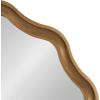 imageKate and Laurel Hatherleigh Transitional Round Wooden Wall Mirror 28 Inch Diameter Gold Modern Scalloped Wavy Wood Circle Mirror for Use in Bathroom Entryway or BedroomGold