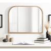 imageKate and Laurel Occonor Modern Wooden Arched Mirror 36 x 28 Black Transitional Arch Wall Mirror with Geometric Shape for Use as Bathroom Mirror for Vanity or Fireplace Mantel MirrorNatural