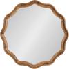 imageKate and Laurel Hatherleigh Transitional Round Wooden Wall Mirror 28 Inch Diameter Gold Modern Scalloped Wavy Wood Circle Mirror for Use in Bathroom Entryway or BedroomRustic Brown