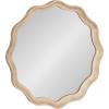 imageKate and Laurel Hatherleigh Transitional Round Wooden Wall Mirror 28 Inch Diameter Gold Modern Scalloped Wavy Wood Circle Mirror for Use in Bathroom Entryway or BedroomNatural