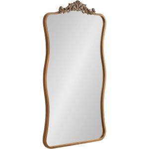 imageKate and Laurel Arendahl Glam Wavy Arched Panel Mirror 24 x 42 Gold Traditional Baroque Scalloped Large Body Wall Mirror with Ornate Garland Inspired Crown