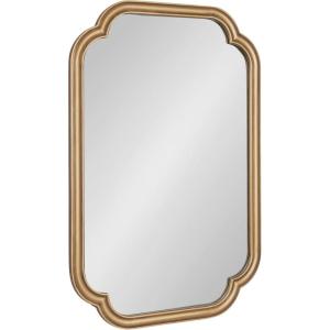 imageKate and Laurel Glenby Transitional Scalloped Wall Mirror 24 x 36 Gold Modern Wooden Rectangle Mirror with Scalloped Edges for Use as Bathroom Wall Accent or Living Room Mantel DcorGold