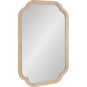 imageKate and Laurel Glenby Transitional Scalloped Wall Mirror 24 x 36 Gold Modern Wooden Rectangle Mirror with Scalloped Edges for Use as Bathroom Wall Accent or Living Room Mantel DcorNatural