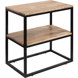 imageKate and Laurel Quarles Farmhouse Rectangle Side Table 22 x 14 x 24 Black and Natural Wood Decorative TwoTier Bedroom Nightstand Table for Storage and DisplayNaturalBlack