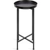 imageKate and Laurel Celia Round Metal Foldable Tray Accent Table Teal with Gold BaseBlack