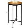 imageKate and Laurel Celia Round Metal Foldable Tray Accent Table Teal with Gold BaseBlackGold