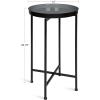imageKate and Laurel Celia Round Metal Foldable Tray Accent Table Teal with Gold BaseBlackGray