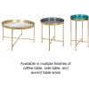 imageKate and Laurel Celia Round Metal Foldable Tray Accent Table Teal with Gold BaseBlackGray