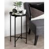 imageKate and Laurel Celia Round Metal Foldable Tray Accent Table Teal with Gold BaseBlackMirror