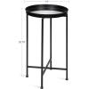 imageKate and Laurel Celia Round Metal Foldable Tray Accent Table Teal with Gold BaseBlackMirror