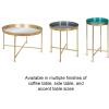 imageKate and Laurel Celia Round Metal Foldable Tray Accent Table Teal with Gold BaseBlackMirror