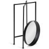 imageKate and Laurel Celia Round Metal Foldable Tray Accent Table Teal with Gold BaseBlackMirror