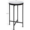 imageKate and Laurel Celia Round Metal Foldable Tray Accent Table Teal with Gold BaseBlackWhite