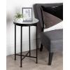 imageKate and Laurel Celia Round Metal Foldable Tray Accent Table Teal with Gold BaseBlackWhite