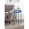 imageKate and Laurel Celia Round Metal Foldable Tray Accent Table Teal with Gold BaseBlue