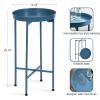 imageKate and Laurel Celia Round Metal Foldable Tray Accent Table Teal with Gold BaseBlue