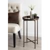 imageKate and Laurel Celia Round Metal Foldable Tray Accent Table Teal with Gold BaseBronze