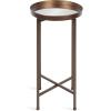 imageKate and Laurel Celia Round Metal Foldable Tray Accent Table Teal with Gold BaseBronze