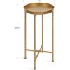 imageKate and Laurel Celia Round Metal Foldable Tray Accent Table Teal with Gold BaseGold